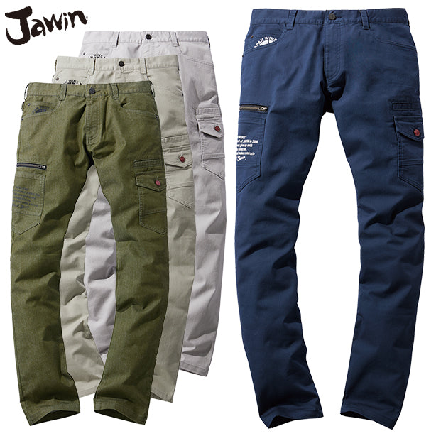 JAWIN 53302 ストレッチデニムノータックカーゴパンツ【秋冬】