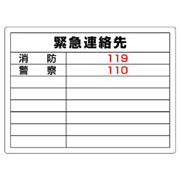 高圧ガス標識 緊急連絡先