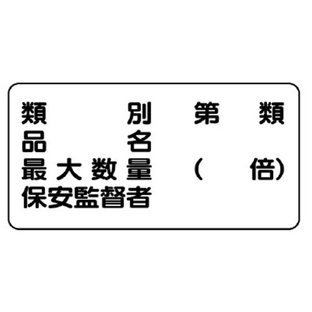 危険物標識　類別・品名最大数量…　横型