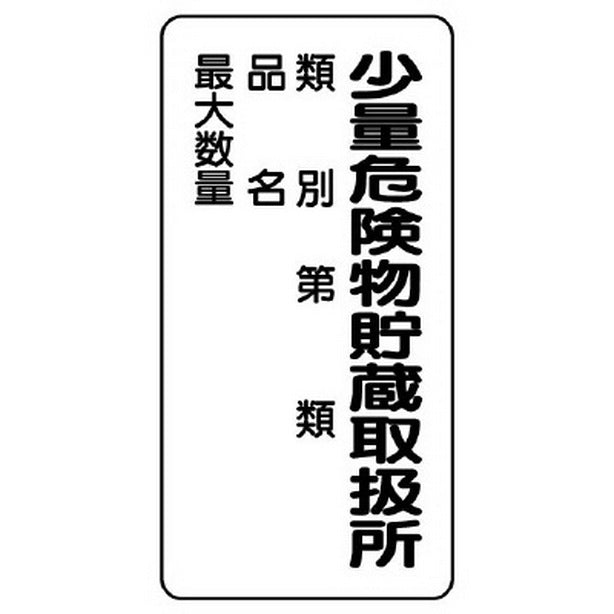 危険物標識 少量危険物貯蔵取扱所 類別