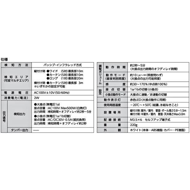 人感スイッチ 一般検知用